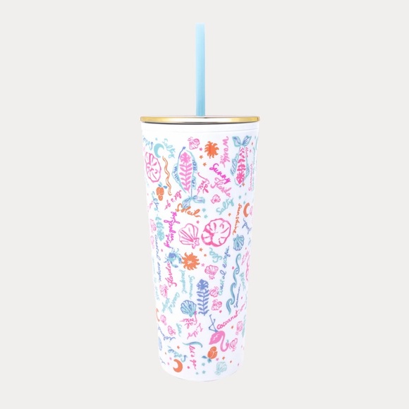 🦩💛LILLY PULITZER 24oz Tumbler with Straw Multi Summer Serenade - Picture 7 of 8
